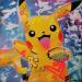 Peinture Hello Pikachu par Lemoine Mael | Tableau Pop-art Icones Pop Graffiti Acrylique