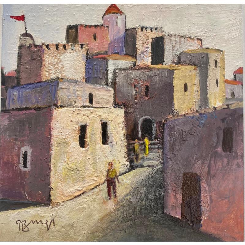 Peinture AK109  Village fortifié 6 par Burgi Roger | Tableau Figuratif Musique Nature Scènes de vie Acrylique