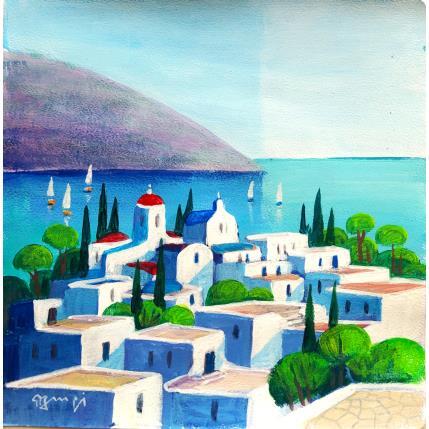 Painting AP89  VILLAGE CRETOIS by Burgi Roger | Painting Figurative Acrylic Pop icons