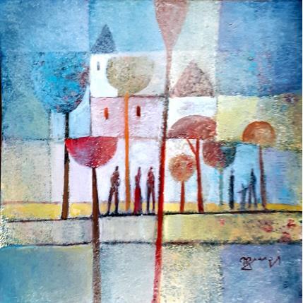 Painting AO78  LA PROMENADE by Burgi Roger | Painting Figurative Acrylic