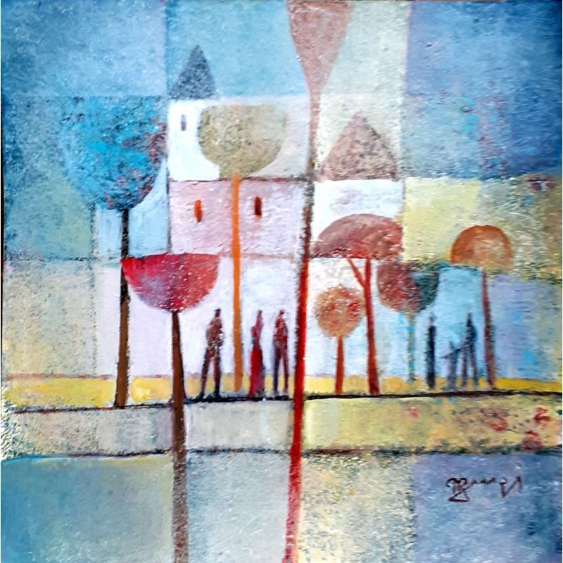 Painting AO78  LA PROMENADE by Burgi Roger | Painting Figurative Acrylic