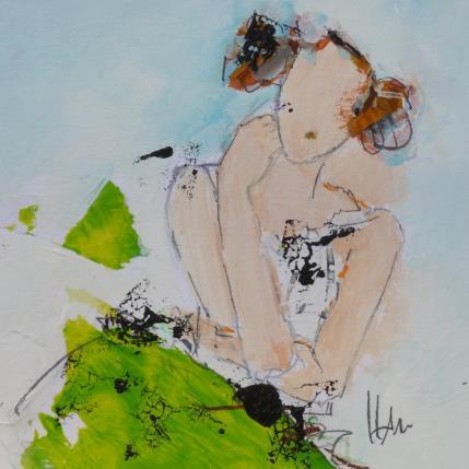 Peinture Lucia par Han | Tableau Figuratif Acrylique, Collage Portraits