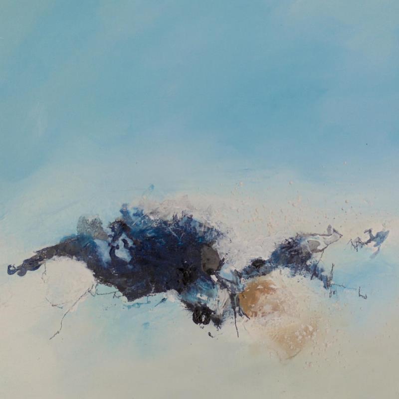 Gemälde D'où viennent les vagues von Han | Gemälde Abstrakt Natur Acryl Collage