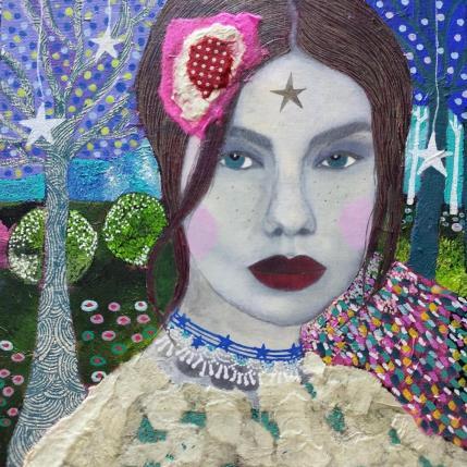 Gemälde Ma bonne étoile  von Picini Victoria | Gemälde Figurativ Acryl, Collage Alltagsszenen, Landschaften, Porträt