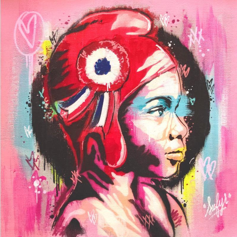 Peinture Marianne métisse par Sufyr | Tableau Street Art Portraits Graffiti Posca