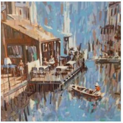 Painting LES BATELIERS COLMAR by Heaton Rudyard | Painting Figurative Acrylic, Oil