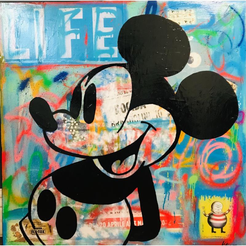 Peinture Mickey pop par Kikayou | Tableau Pop-art Icones Pop Graffiti Acrylique Collage