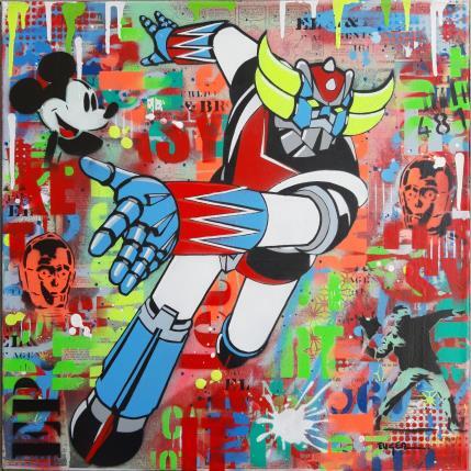 Peinture POP ROBOT par Euger Philippe | Tableau Pop-art Acrylique, Collage Icones Pop