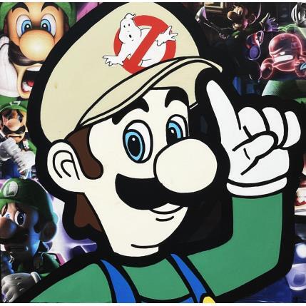 Peinture Luigi SOS Fantôme  par Kalo | Tableau Pop-art Acrylique, Collage, Graffiti, Posca Icones Pop