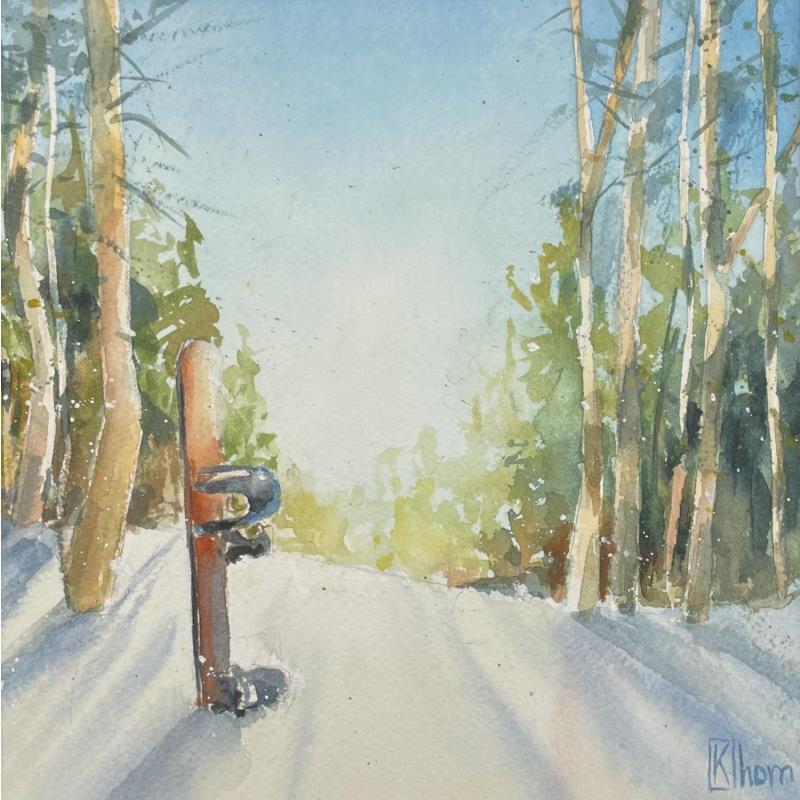 Gemälde Sunny day in Winter von Khomyakova  Liliya  | Gemälde Figurativ Aquarell