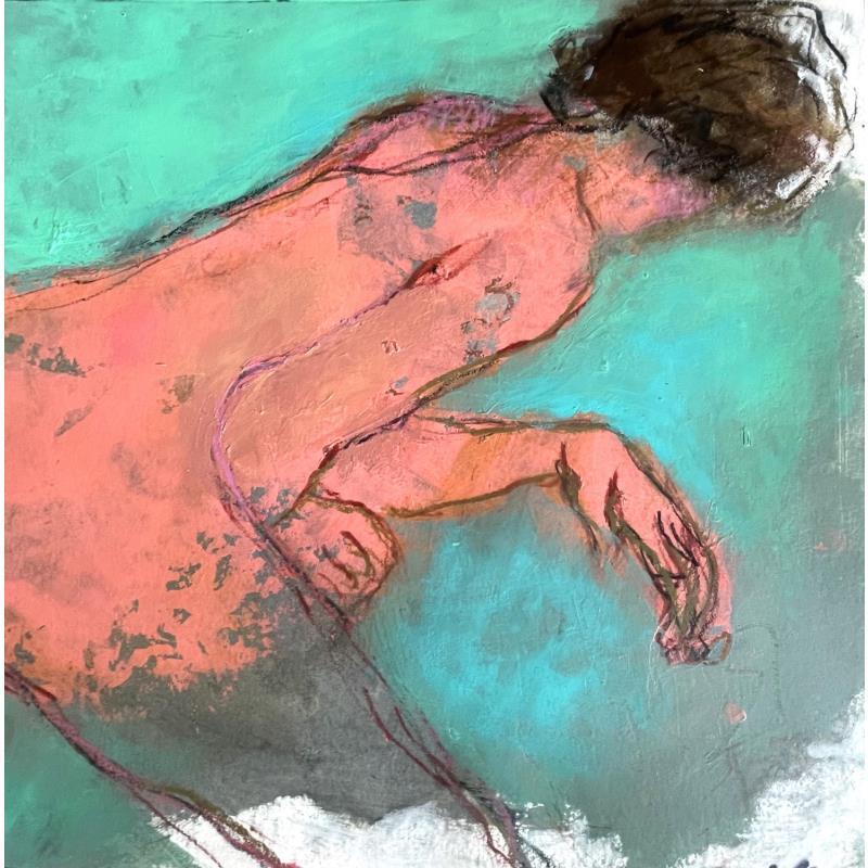 Pintura Rose Eventail por Kerbastard Béatrice | Pintura Figurativo Desnudo Aceite Acrílico Pastel Carbón vegetal