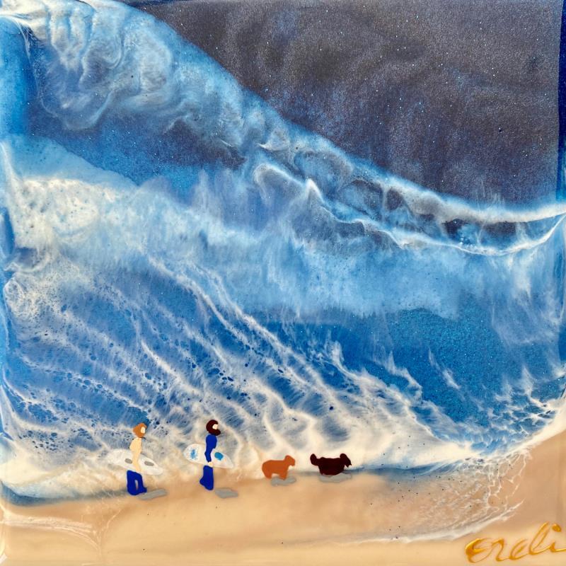 Painting Complicité au fil de l'eau by Aurélie Lafourcade painter | Painting Figurative Landscapes Marine Life style Acrylic Resin