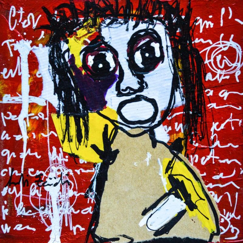 Painting ST 6 by Zaïdi Larbi | Painting Raw art Portrait Acrylic