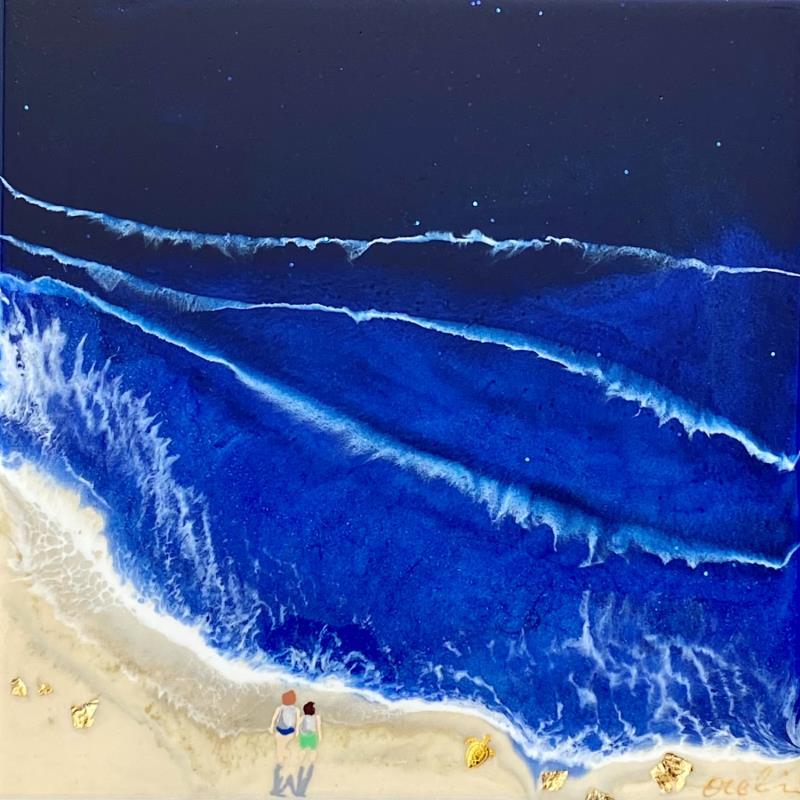 Peinture Regard protecteur par Aurélie Lafourcade painter | Tableau Figuratif Paysages Marine Minimaliste Acrylique Résine