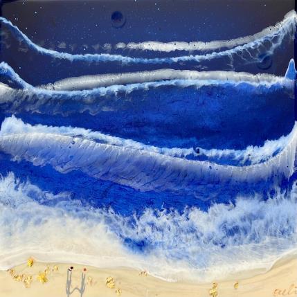 Peinture Vagues tumultueuses par Aurélie Lafourcade painter | Tableau Figuratif Acrylique, Résine Marine, Minimaliste, Paysages