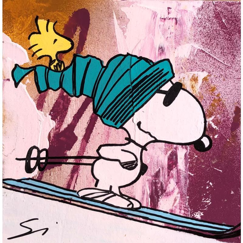 Gemälde GO DOWN SNOOPY von Mestres Sergi | Gemälde Pop-Art Pop-Ikonen Graffiti Acryl