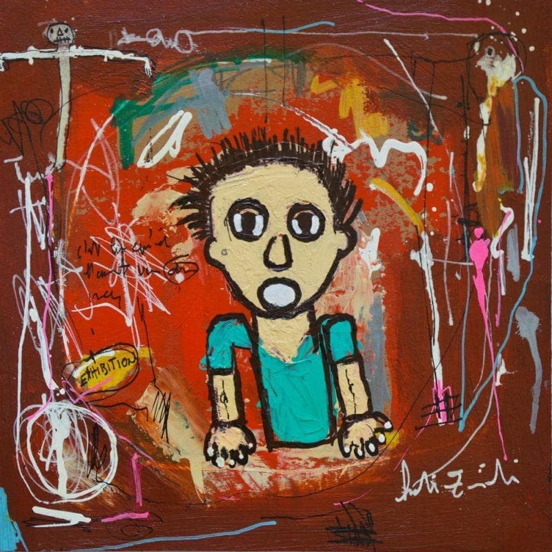 Pintura ST 9 por Zaïdi Larbi | Pintura Arte bruto Retrato Acrílico