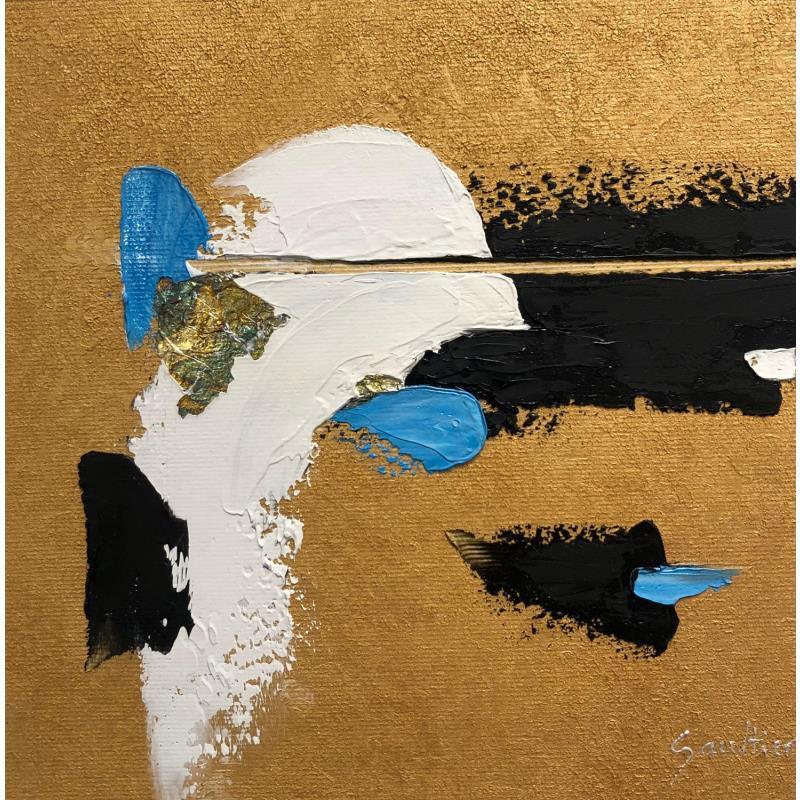 Painting En bleu et or by Gaultier Dominique | Painting Abstract Minimalist Oil