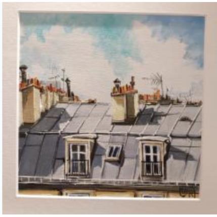 Peinture ROOFTOPS OF PARIS par Rasa | Tableau Figuratif Acrylique Urbain