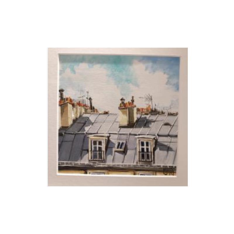 Peinture ROOFTOPS OF PARIS par Rasa | Tableau Figuratif Urbain Acrylique