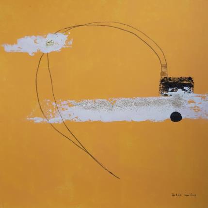Peinture abstract yellow C 71 par Wilms Hilde | Tableau Abstrait Acrylique, Collage, Feuille d'or