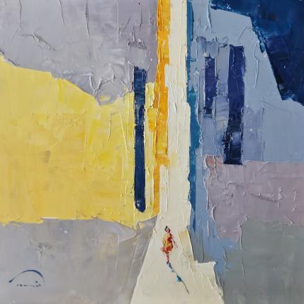 Painting La rue en blue by Tomàs | Painting Abstract Oil Life style, Pop icons, Urban