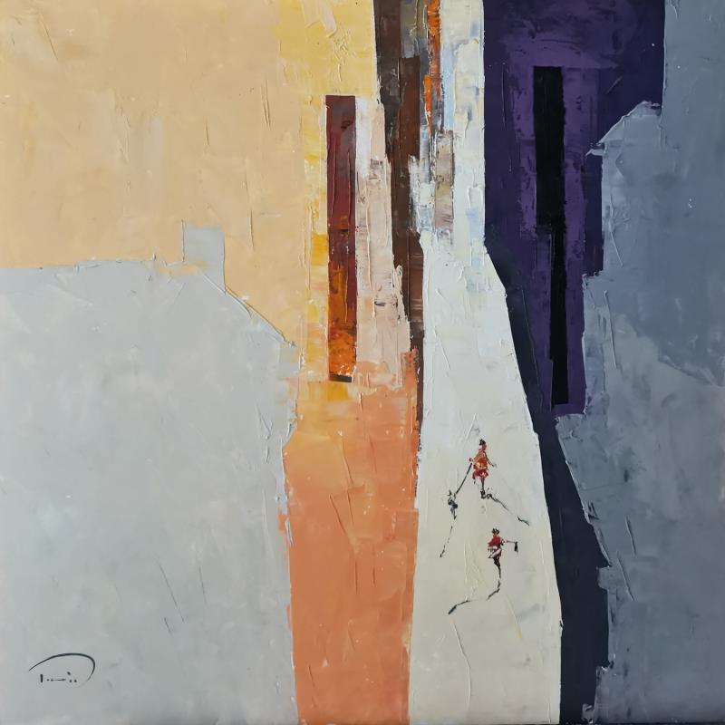 Painting La maison violette by Tomàs | Painting Abstract Urban Life style Oil