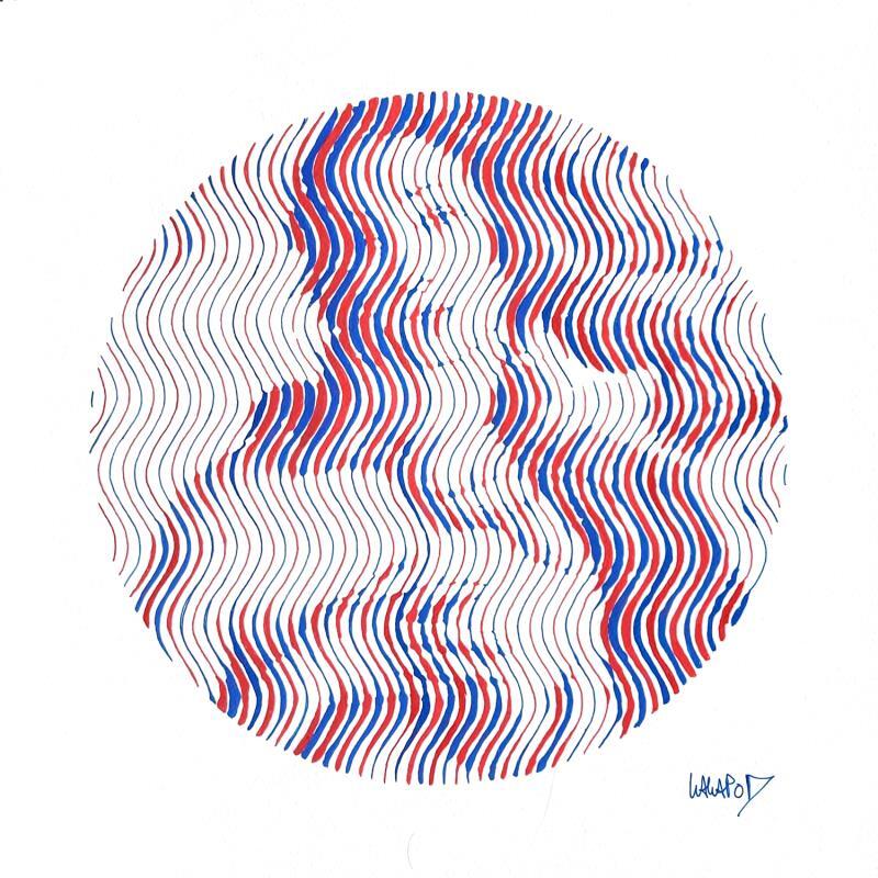 Painting Cercle de vénus rouge bleu  by Wawapod | Painting Pop-art Pop icons Acrylic Posca