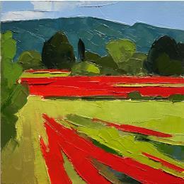 Peinture Les coquelicots par Clavel Pier-Marion | Tableau Impressionnisme Bois, Huile Paysages