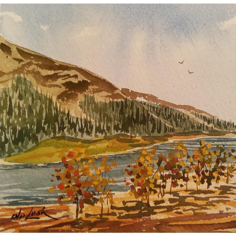 Painting Après midi à la rivière  by De León Lévi Marcelo | Painting Figurative Urban Watercolor