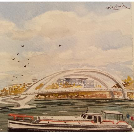 Peinture Pont Shuman par De León Lévi Marcelo | Tableau Figuratif Aquarelle Urbain