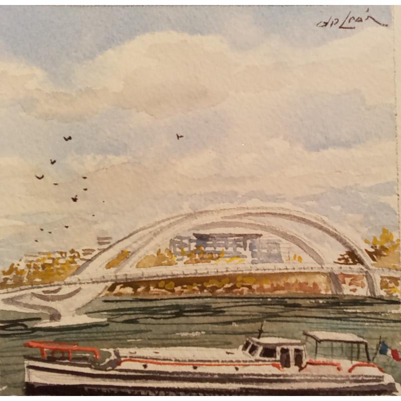 Peinture Pont Shuman par De León Lévi Marcelo | Tableau Figuratif Urbain Aquarelle