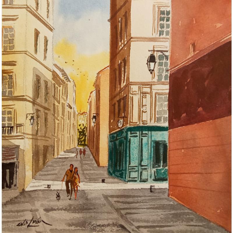 Painting Les lumières,les ombres et nous trois by De León Lévi Marcelo | Painting Figurative Urban Watercolor