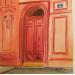 Painting Vieille porte rouge by De León Lévi Marcelo | Painting Figurative Urban Watercolor