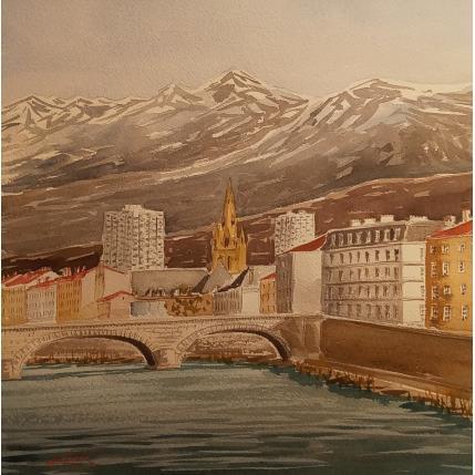 Peinture Montagnes gardant la Ville par De León Lévi Marcelo | Tableau Figuratif Aquarelle Urbain