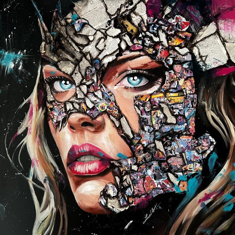 Painting Thor Girl by Caizergues Noël  | Painting Realism Portrait Pop icons Acrylic Gluing