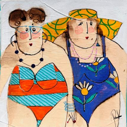 Painting Jeanette Louise by Colombo Cécile | Painting Figurative Acrylic, Gluing, Ink, Pastel, Watercolor Life style, Portrait