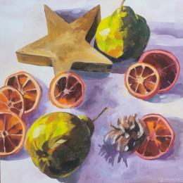 Peinture cozy christmas no.1 par Ulrich Julia | Tableau Figuratif Huile Natures mortes