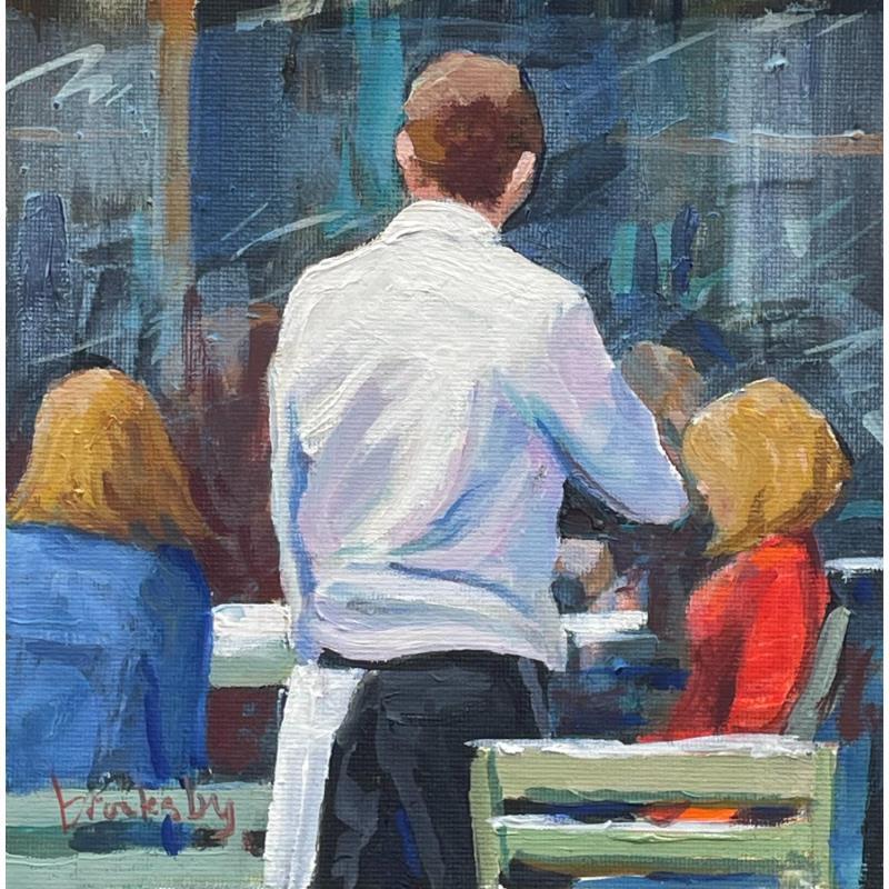 Peinture l'Apéro Arrive par Brooksby | Tableau Figuratif Scènes de vie Huile