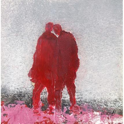 Gemälde Des mots murmurés von Escolier Odile | Gemälde Figurativ Acryl, Pappe Alltagsszenen, Minimalistisch, Natur