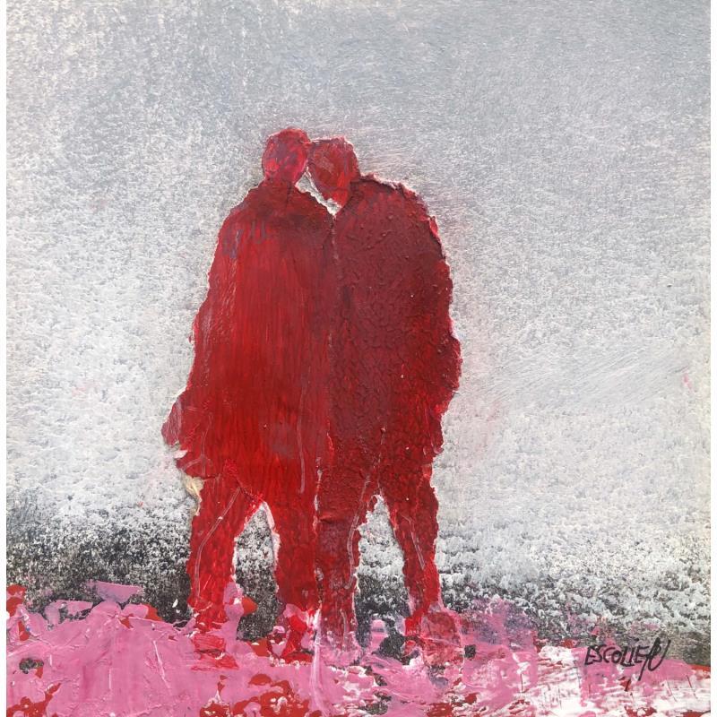 Gemälde Des mots murmurés von Escolier Odile | Gemälde Figurativ Natur Alltagsszenen Minimalistisch Pappe Acryl