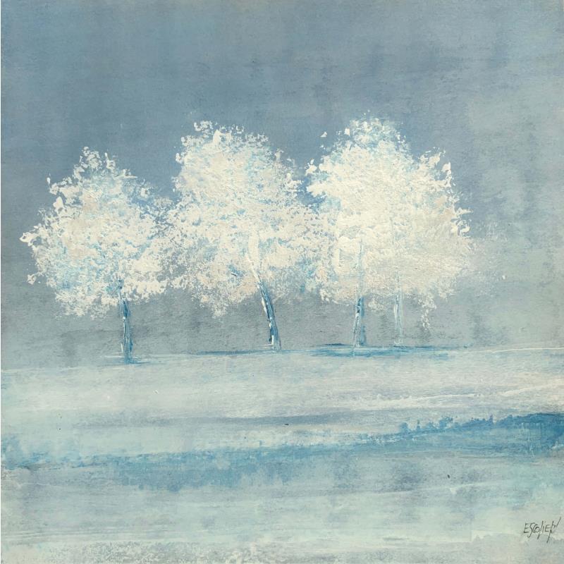 Painting Quand les arbres se frolent by Escolier Odile | Painting Figurative Landscapes Nature Minimalist Acrylic