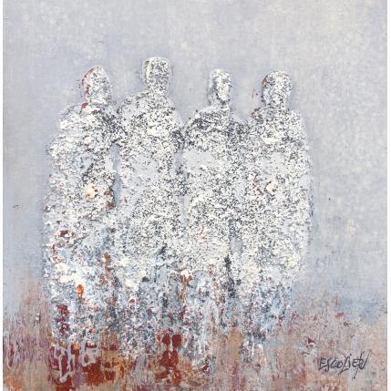 Peinture Ce qui se tisse dans ce jour par Escolier Odile | Tableau Figuratif Acrylique, Carton Scènes de vie