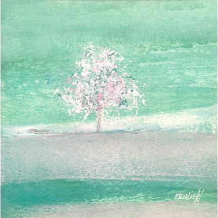 Gemälde Sur fond de vert transparent von Escolier Odile | Gemälde Figurativ Acryl Landschaften, Minimalistisch, Natur