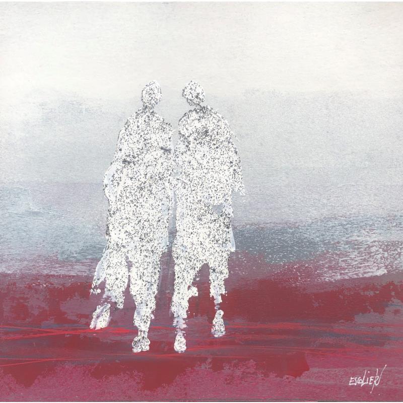 Pintura Avec toi, aller vers por Escolier Odile | Pintura Figurativo Sociedad Naturaleza Life style Cartón Acrílico