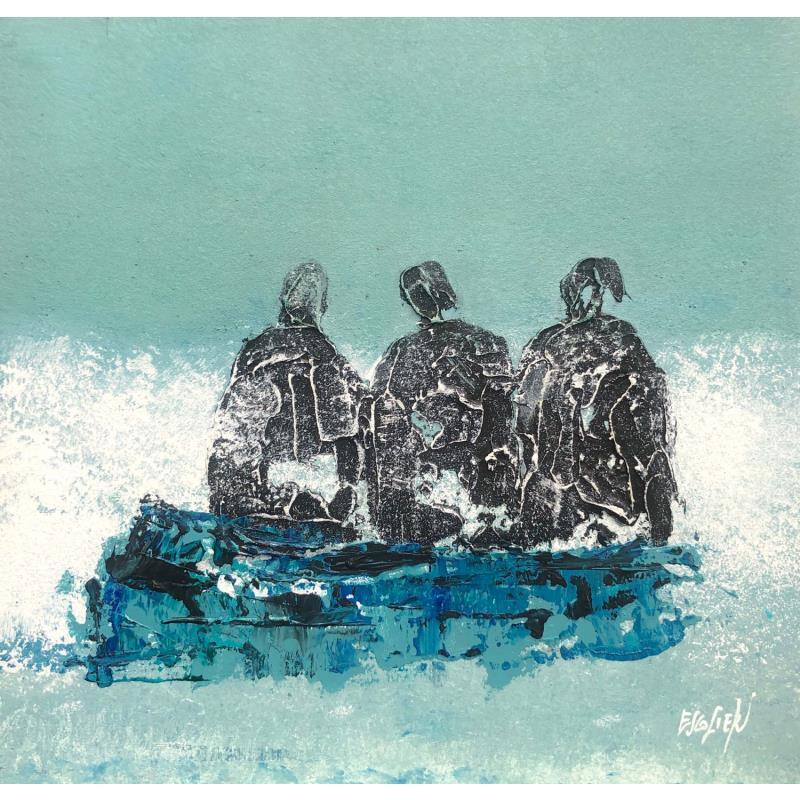 Pintura Entre le ciel et nos visages por Escolier Odile | Pintura Figurativo Paisajes Naturaleza Life style Cartón Acrílico