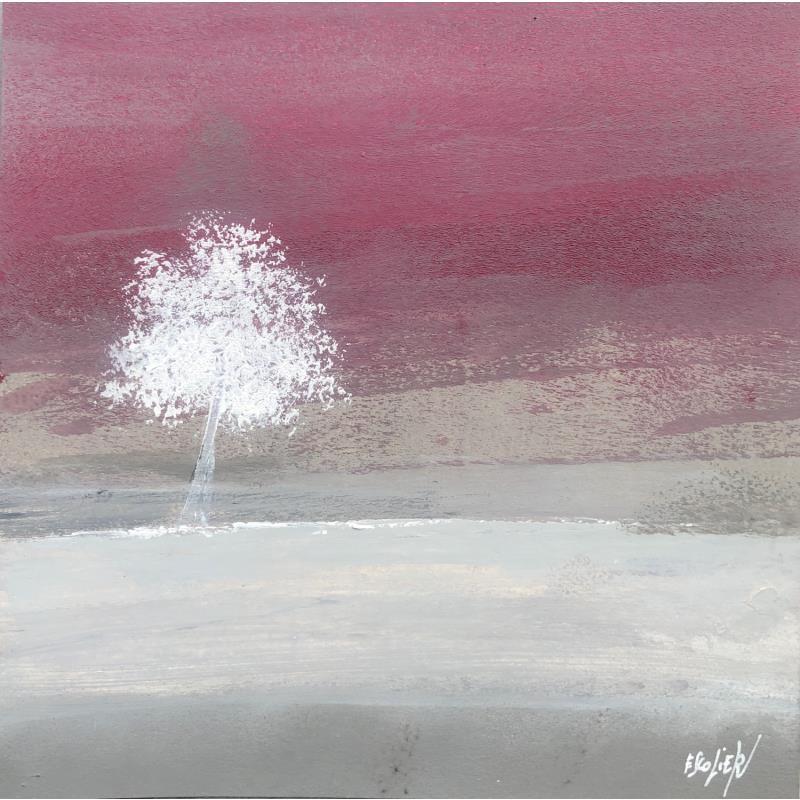 Peinture Au milieu de la plaine par Escolier Odile | Tableau Figuratif Paysages Nature Minimaliste Carton Acrylique