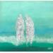 Painting  Au bord d'un vert  émeraude by Escolier Odile | Painting Figurative Marine Life style Minimalist Cardboard Acrylic