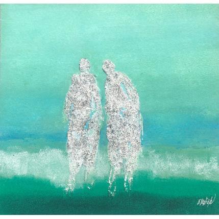 Painting  Au bord d'un vert  émeraude by Escolier Odile | Painting Figurative Acrylic, Cardboard Life style, Marine, Minimalist