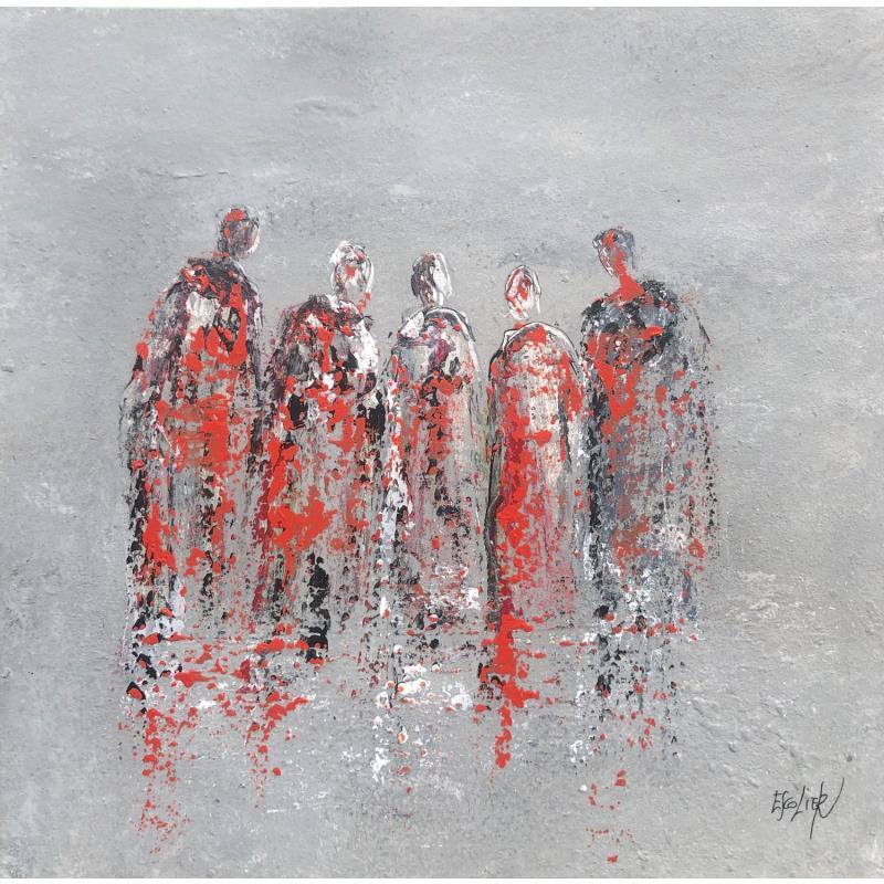 Peinture  Dans les pas de la vie par Escolier Odile | Tableau Figuratif Société Scènes de vie Minimaliste Acrylique